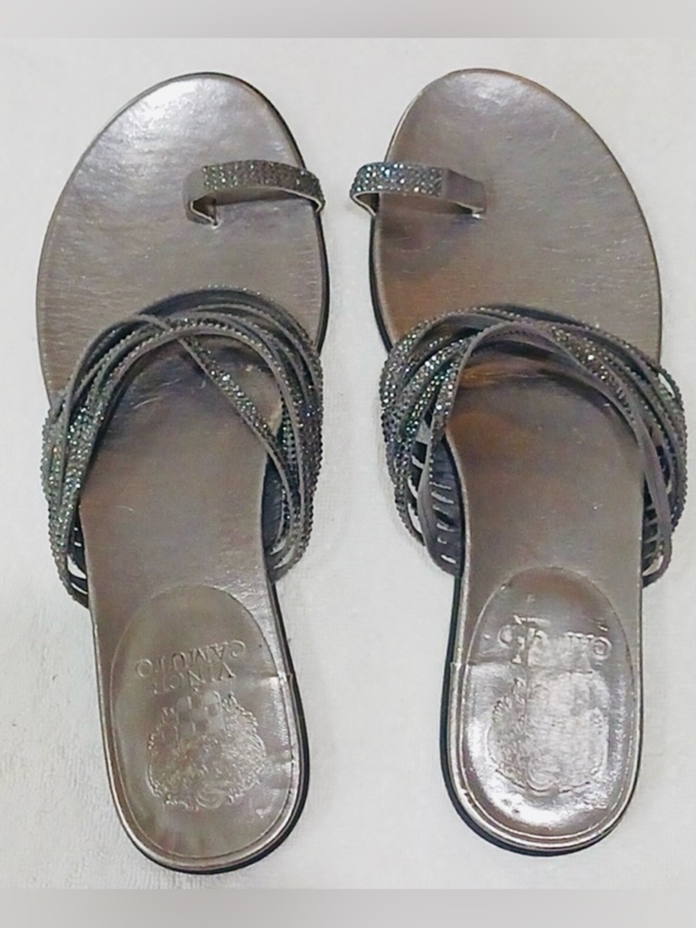 Vince Camuto Women's Black Beaded Strappy Slide Sandals